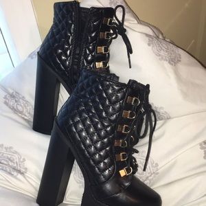 Black combat style ankle boot!